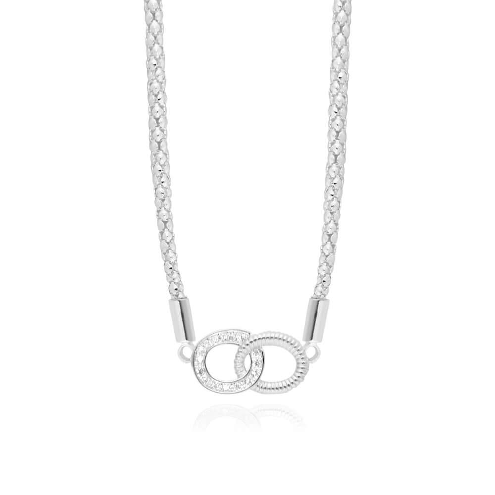 Halo Silver Interlocking Hoops Necklace