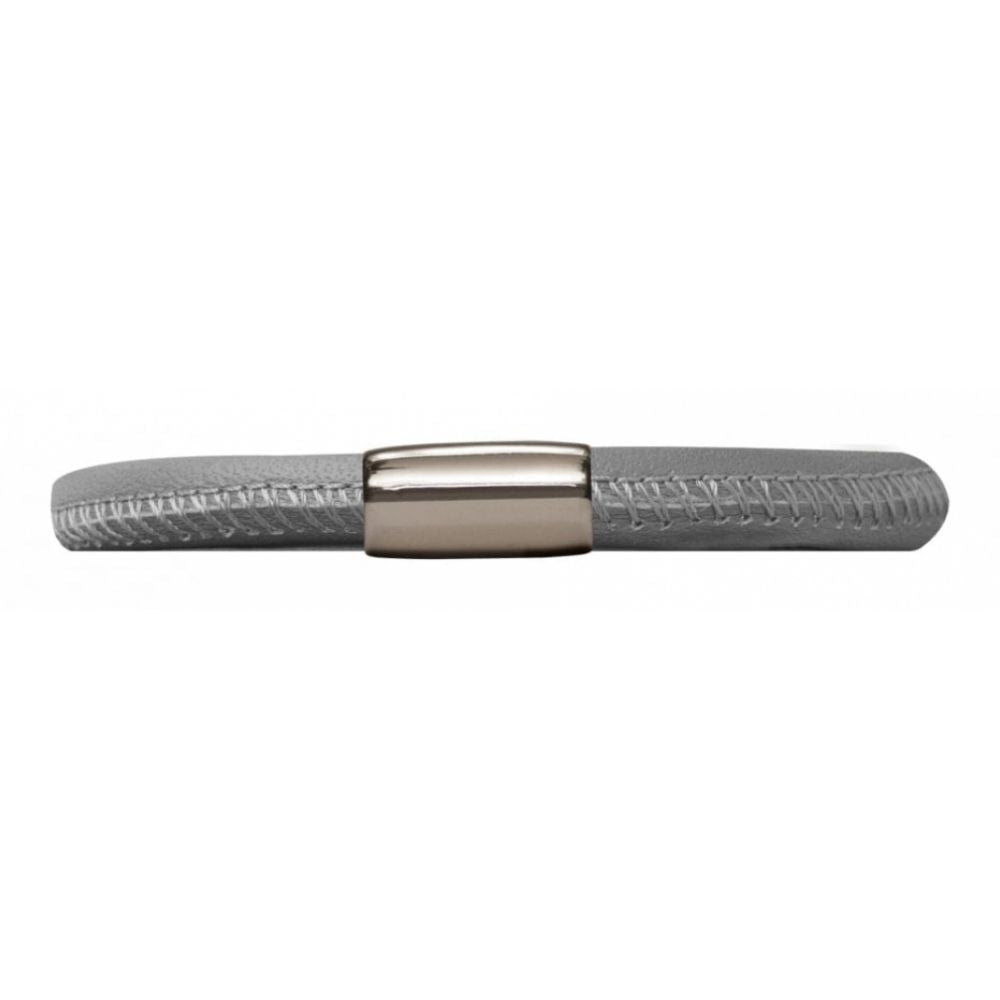 Sinlge Dark Grey Leather Bracelet Band