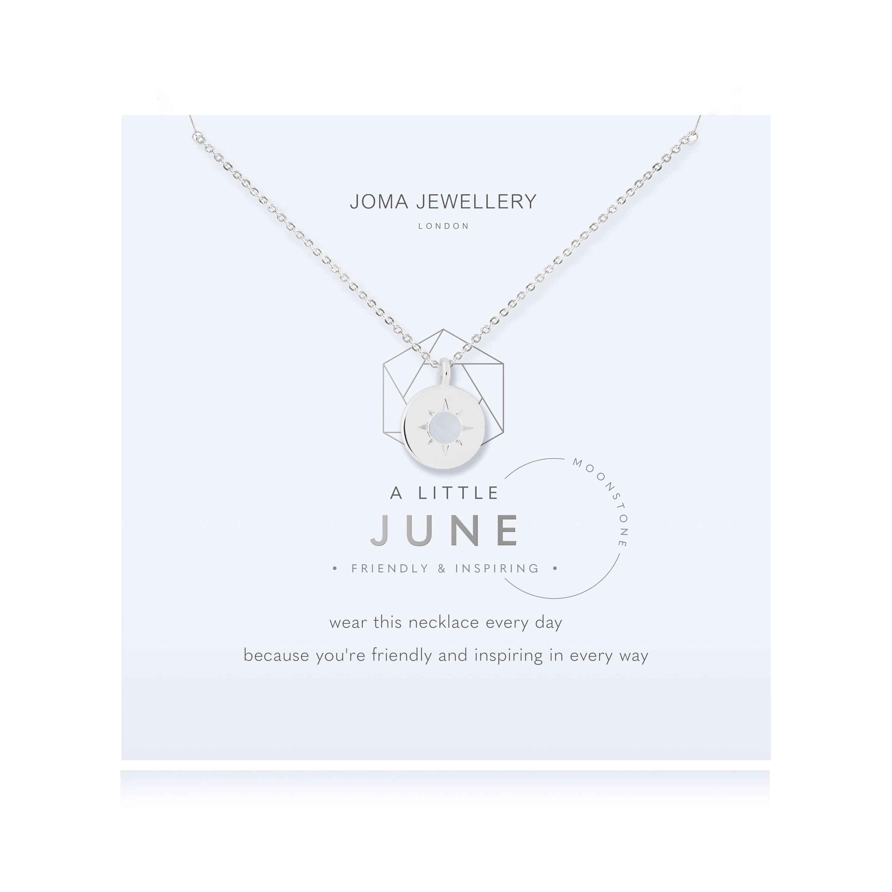 Birthstone A Little Necklace | June Moonstone | Silver | Necklace | 46cm + 5cm Extender