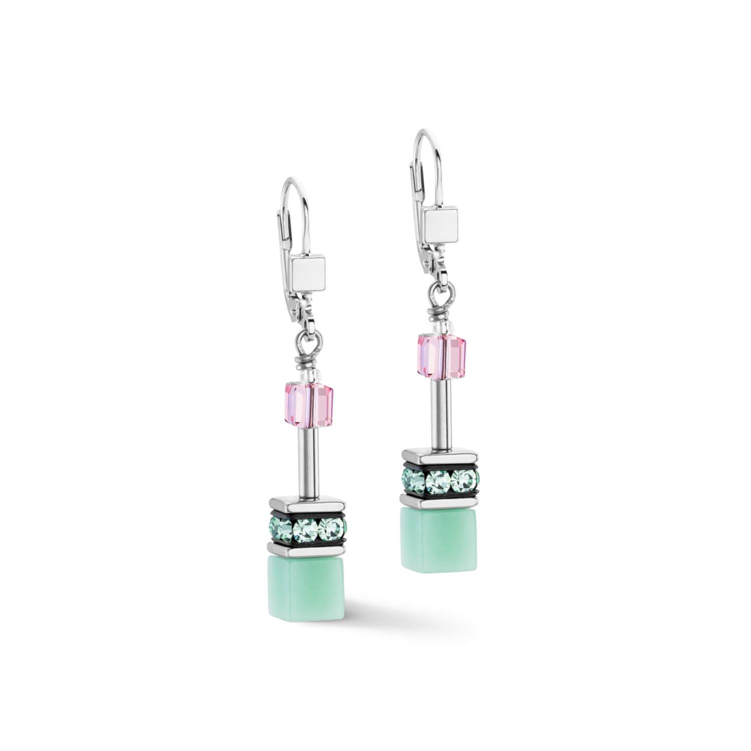 GeoCUBE Iconic Earrings In Green-Pink