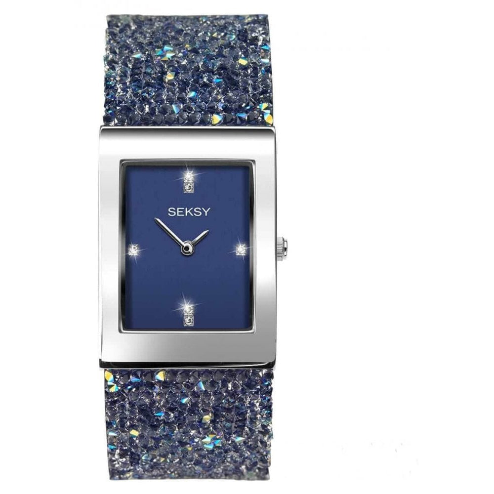 Seksy Blue Rhodium Plated Bracelet Watch