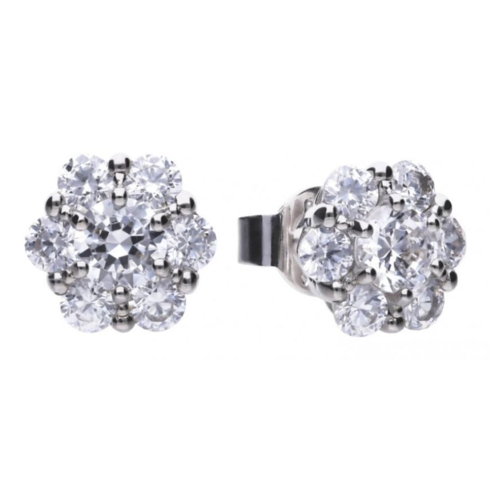 Zirconia Floral Shape Stud Earrings