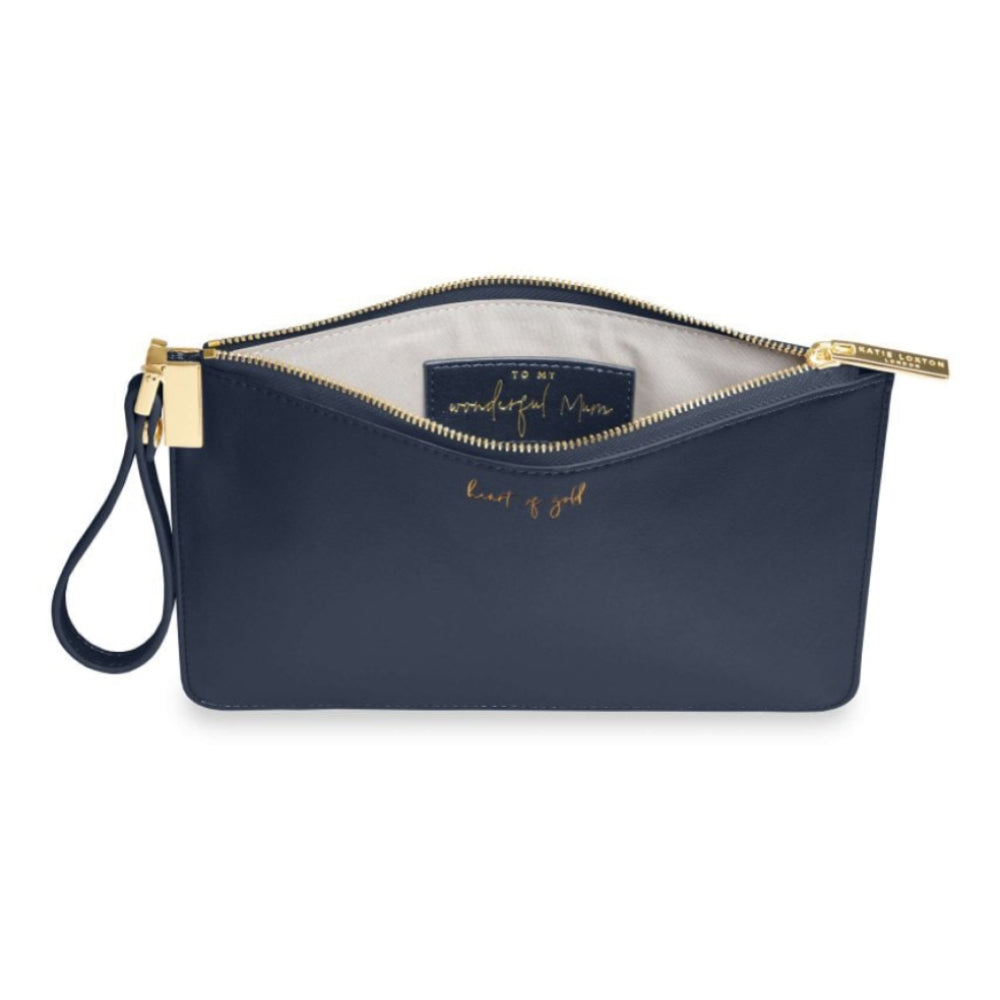 SECRET MESSAGE POUCH - HEART OF GOLD/TO MY WONDERFUL MUM - Navy - 16x24cm