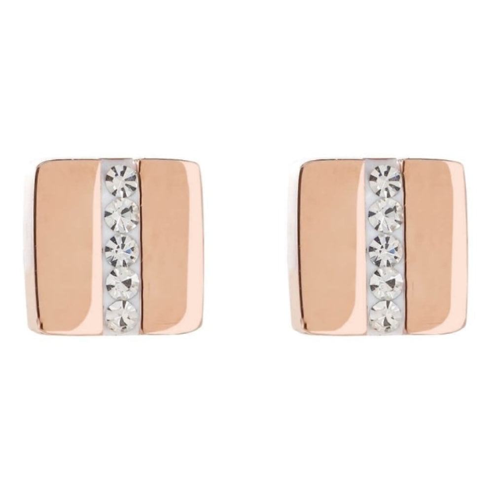 Crystal Rose Gold Earrings With Stickpin