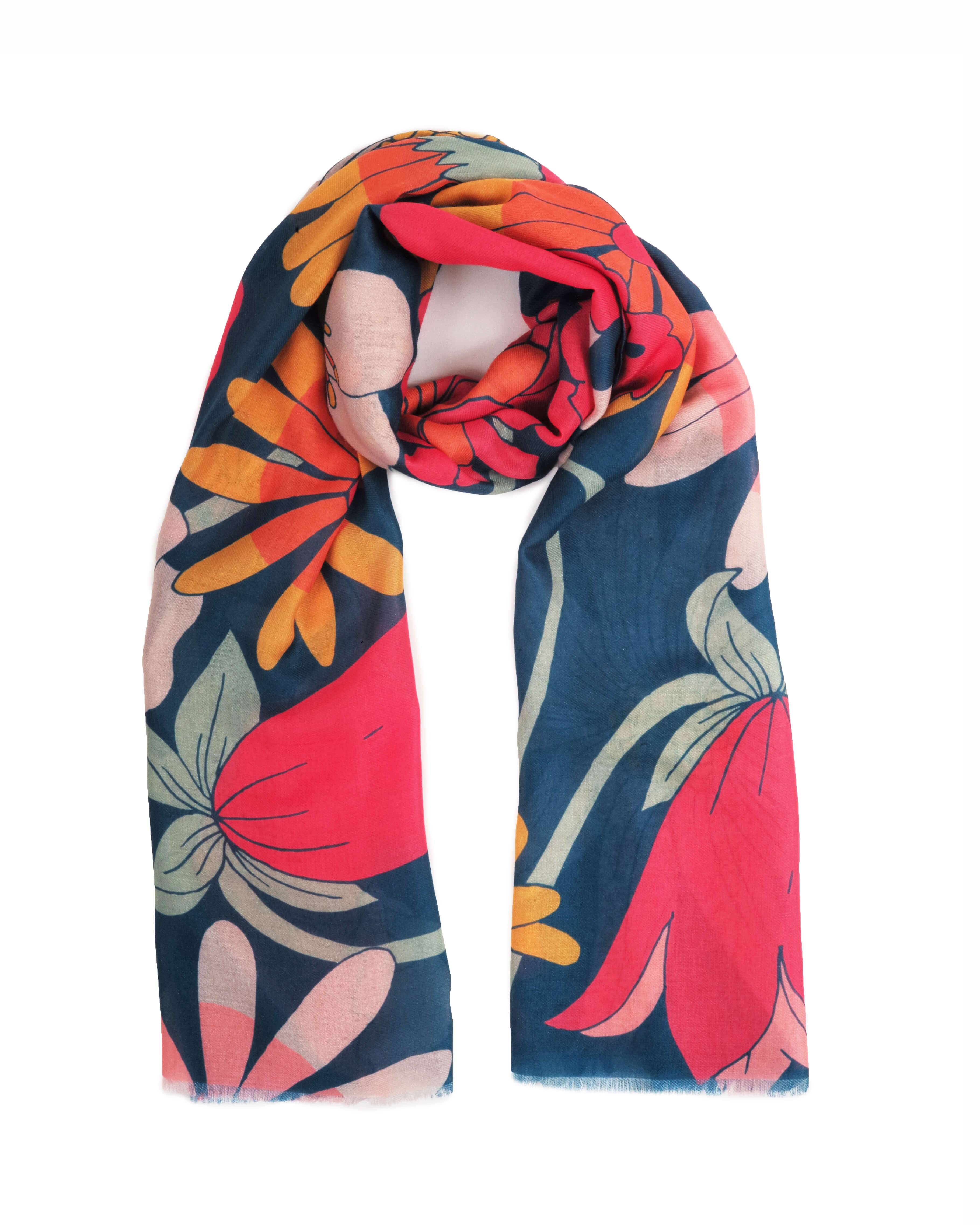 Printed Scarf Retro Meadow Teal