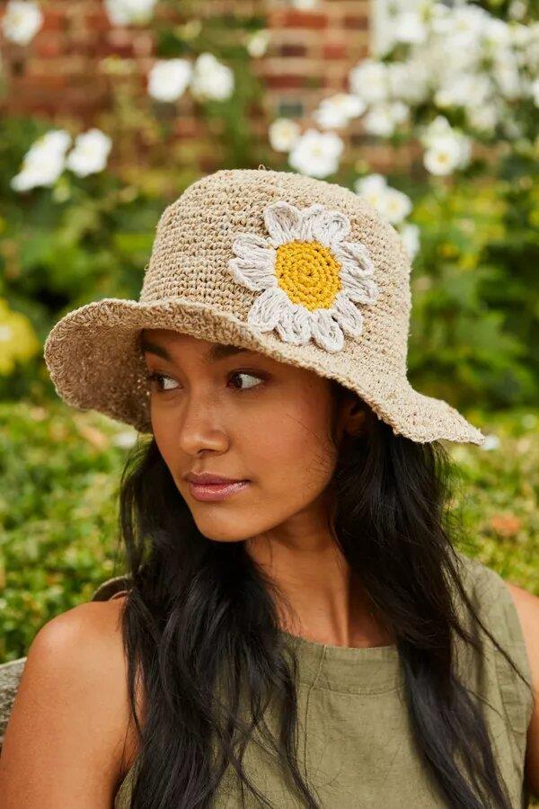 Daisy Hemp/Cotton Hat In Natural