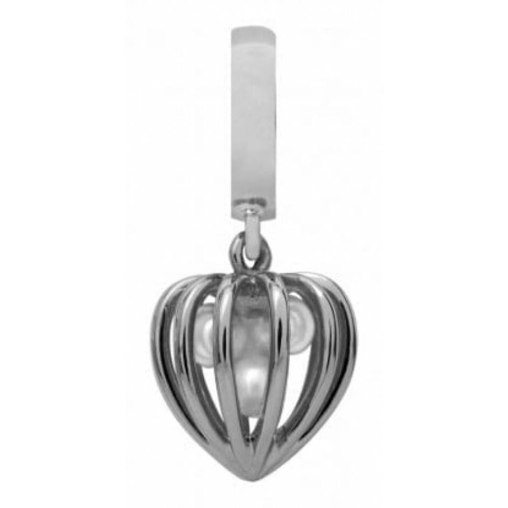 Pearl In Heart Cage Sterling Silver Charm