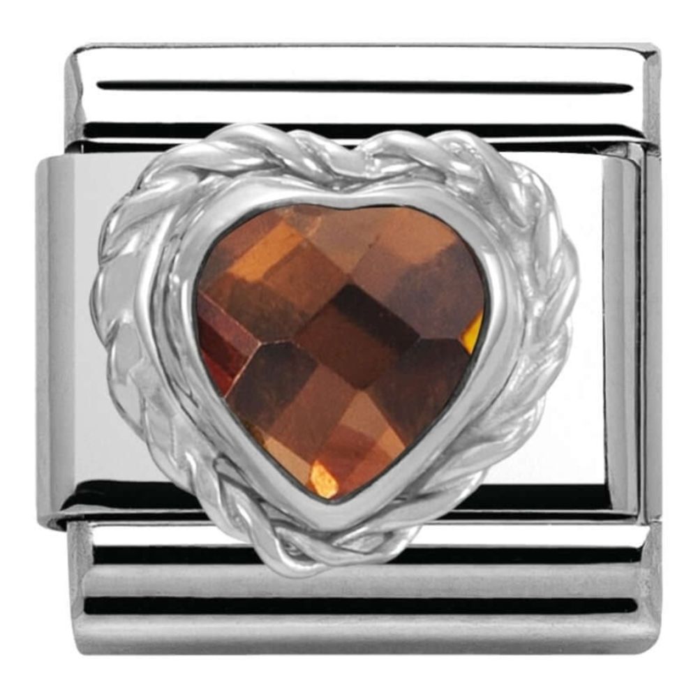 Classic Silver Set Heart CZ Link