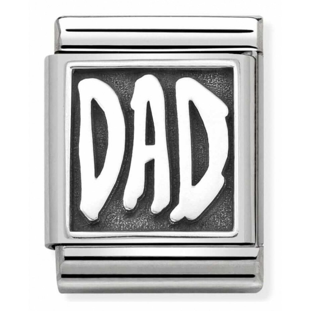 Composable Oxidized DAD Symbol Stainless Steel And Sterling Silver Big Charm