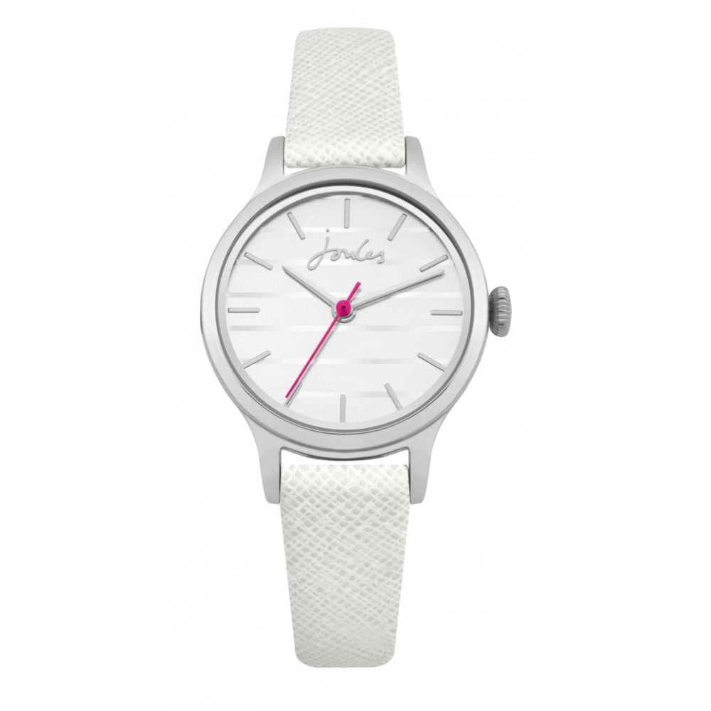 White Saffiano Leather Strap Silver Mirror Dial Ladies Watch