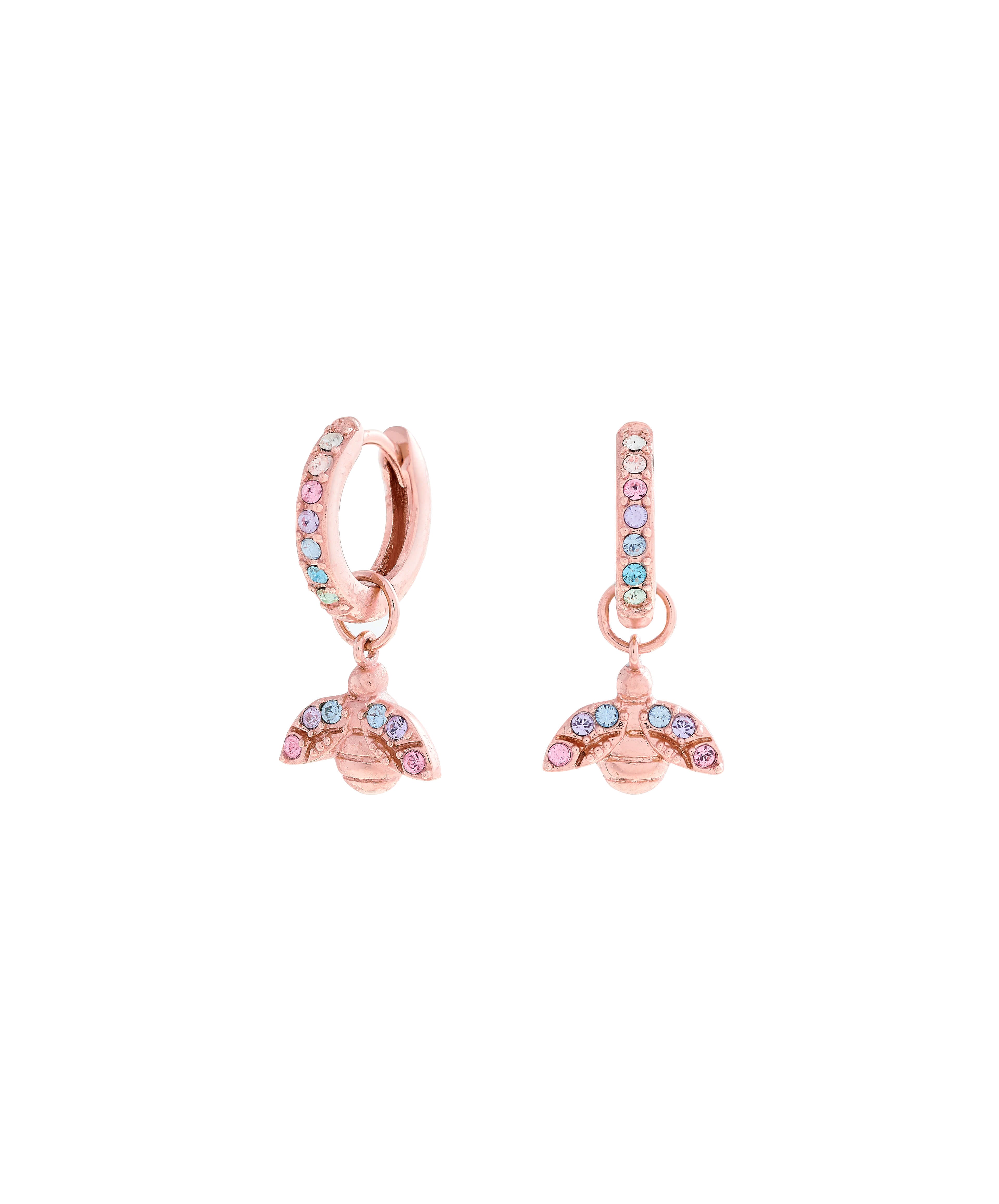 Rainbow Bee 18K Rose Gold Plating Hoop Earrings
