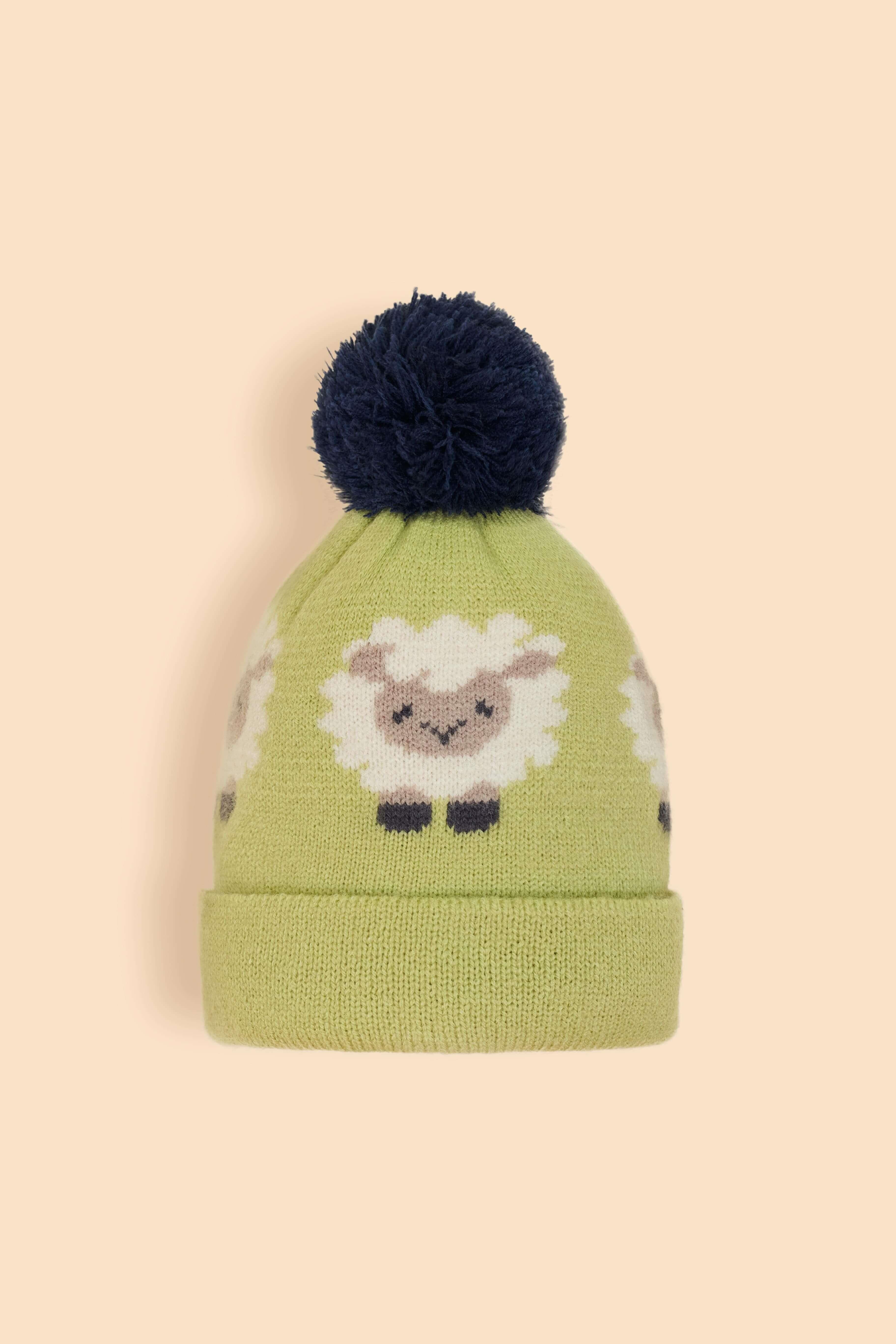Kids Knitted Hat - Sheep, Sage