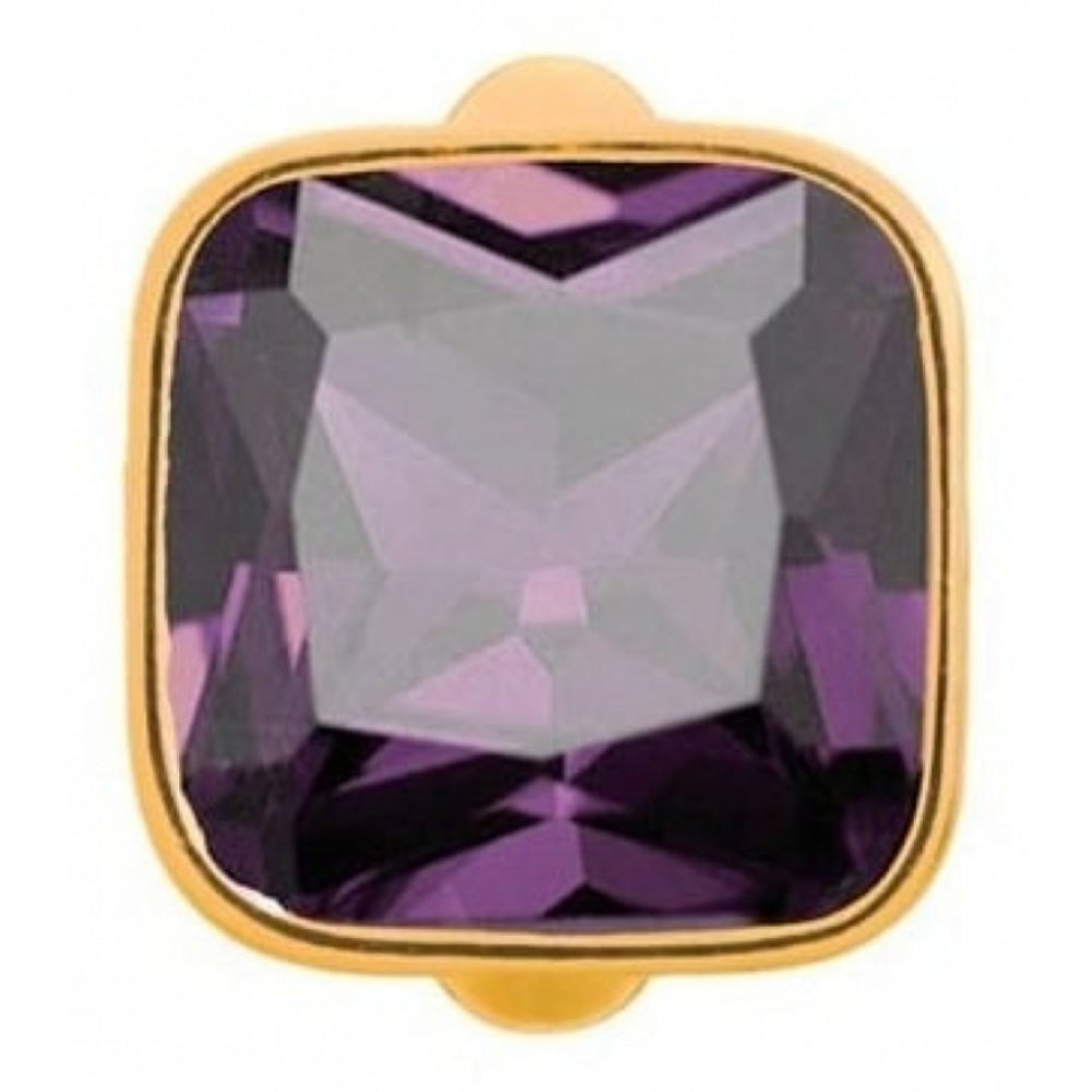 Gold Plated Purple Stone Cube Charm
