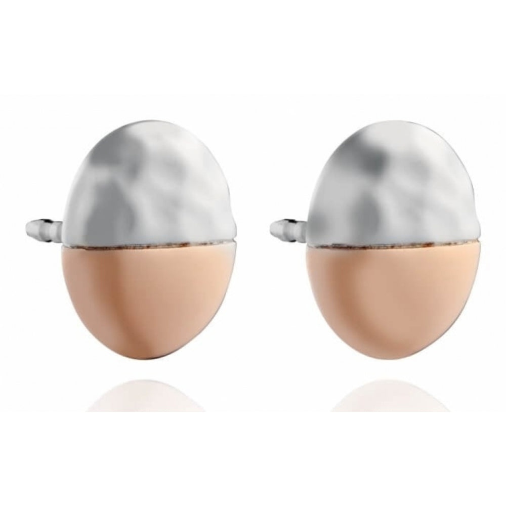 Hammered Rose Gold Plated Stud Earrings
