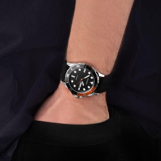 Balearic Black Dial With Alloy Case & Black Rubber Strap Men's Watch