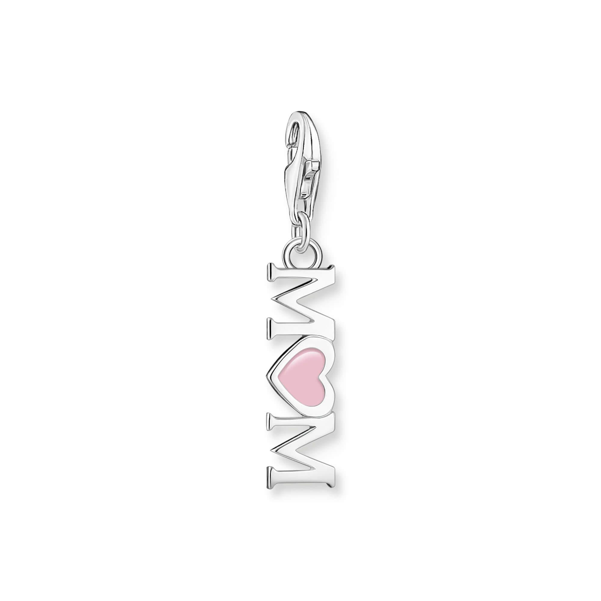 MOM With Pink Heart Charm Pendant