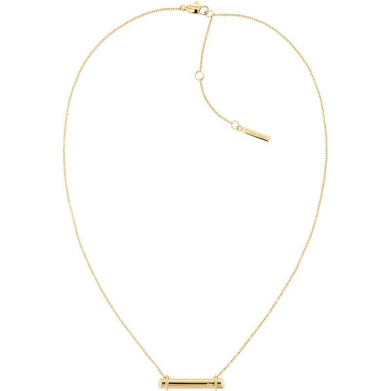 Gold Tone Bar Pendant Necklace
