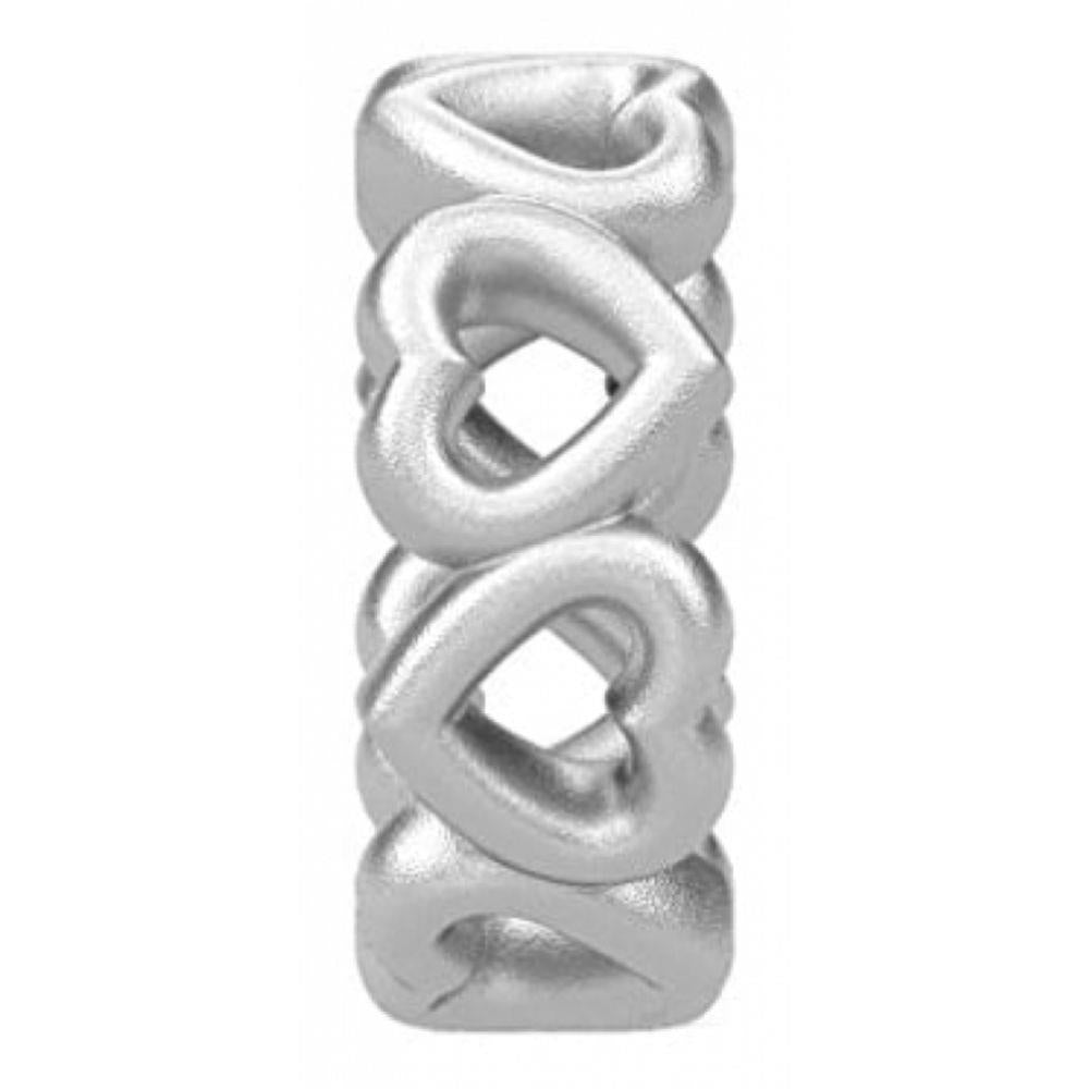 Sterling Silver Row Of Heart Charm