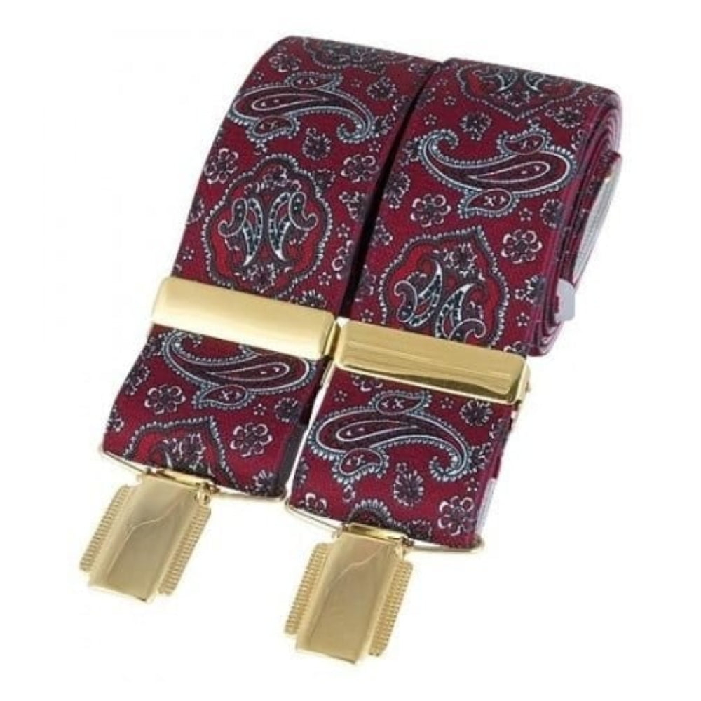 Red Paisley Elasticated Braces