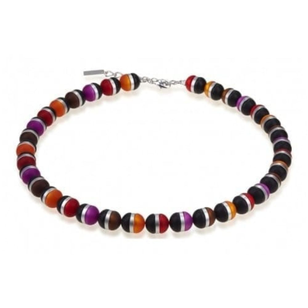 Ladies Red, Orange, Purple & Brown Diamond-Cut Aluminium Necklace