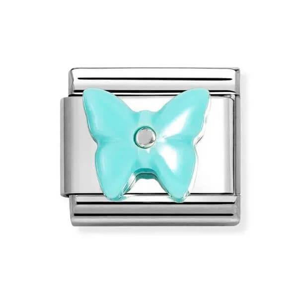 Composable Classic Link With Turquoise Butterfly Symbol