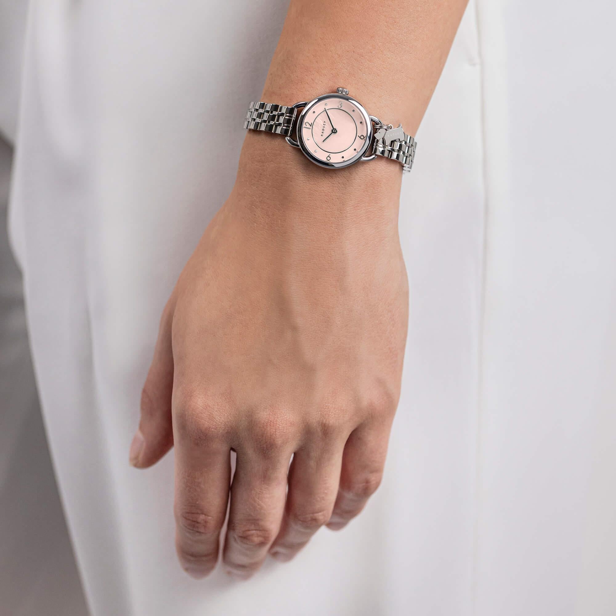 Pink MOP Dial With Silver Plated Bracelet Watch
