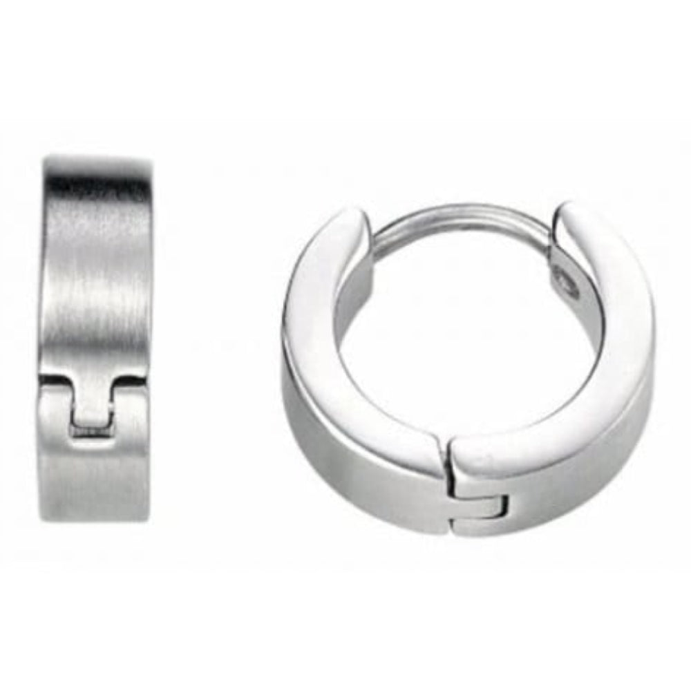 Brushed Steel Huggie Earrings