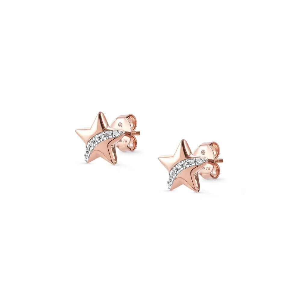 Sweetrock Romance Rose Gold Plated Star Stud Earrings