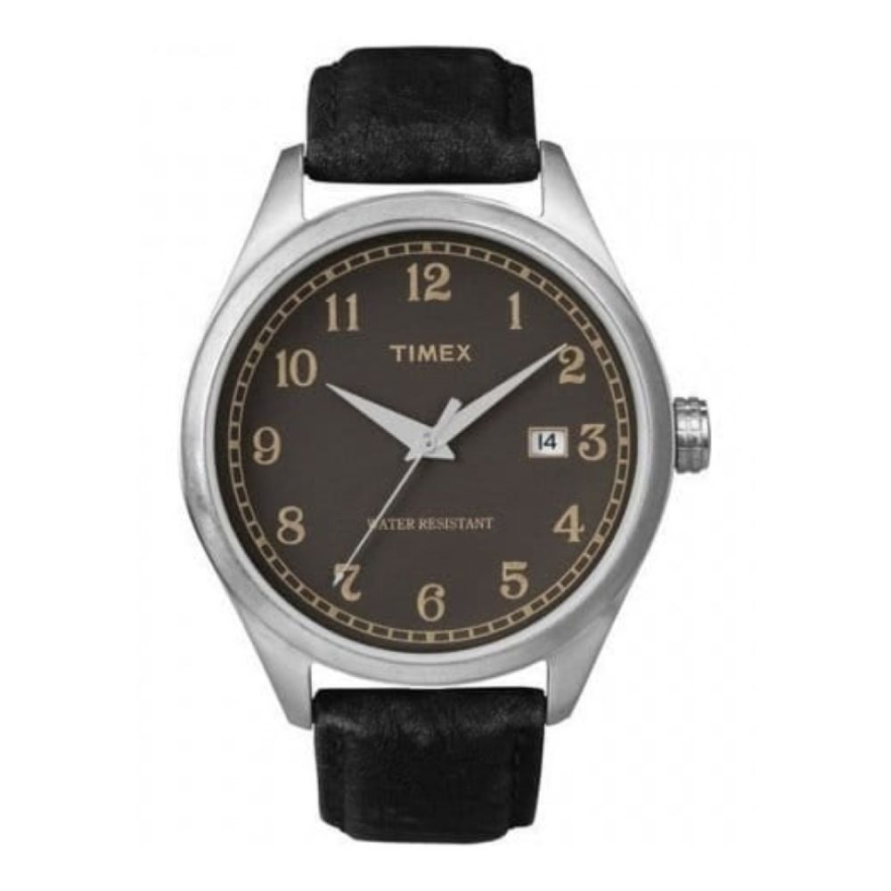 Gents Black Leather Strap Watch