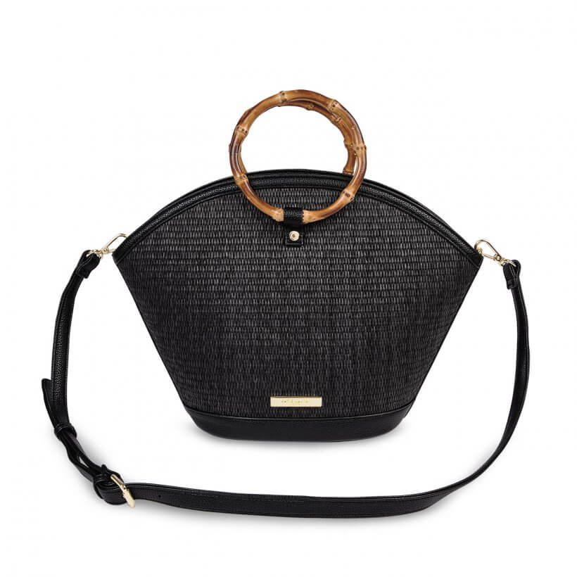 Capri Straw Round Handle Bag | Black