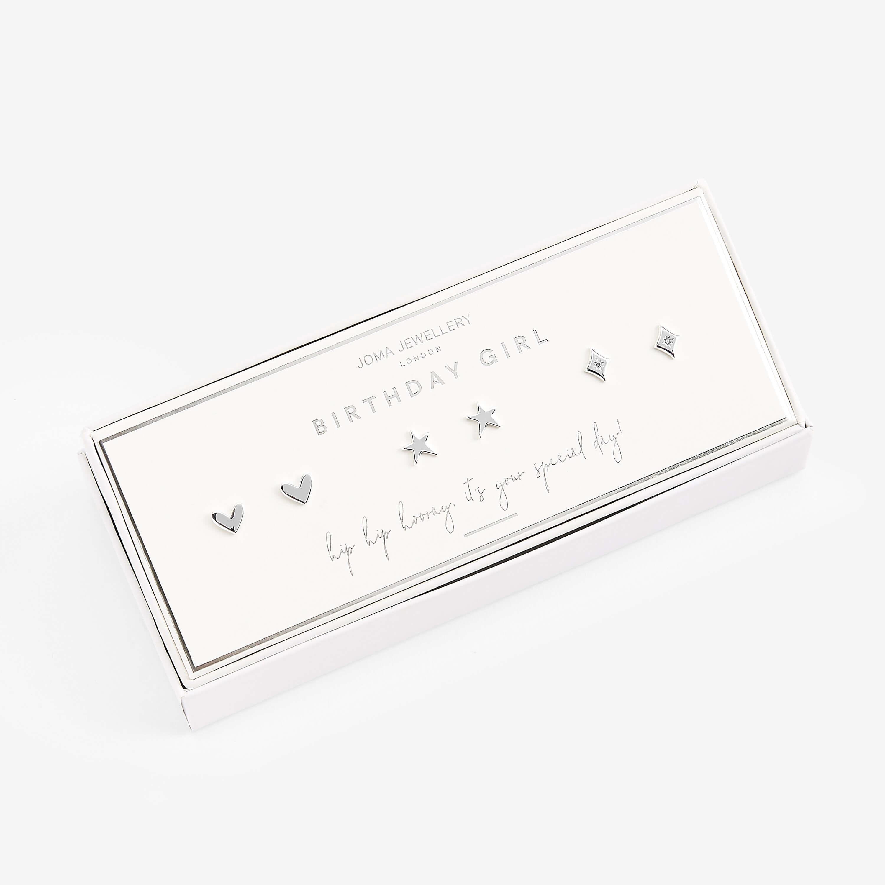 Occasion Earring Box | Birthday Girl | Silver | Earrings | Set Of 3 Earrings
