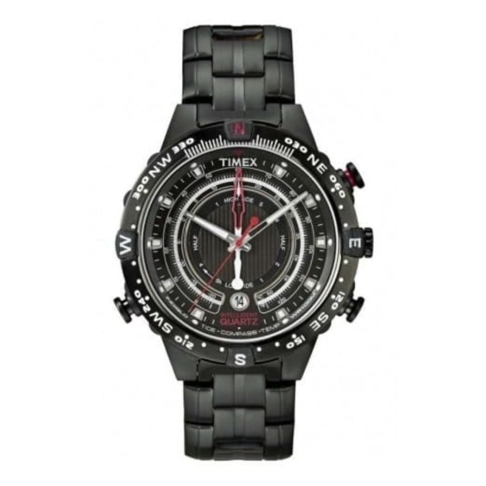 IQ Tide Temp Compass Black Steel Watch