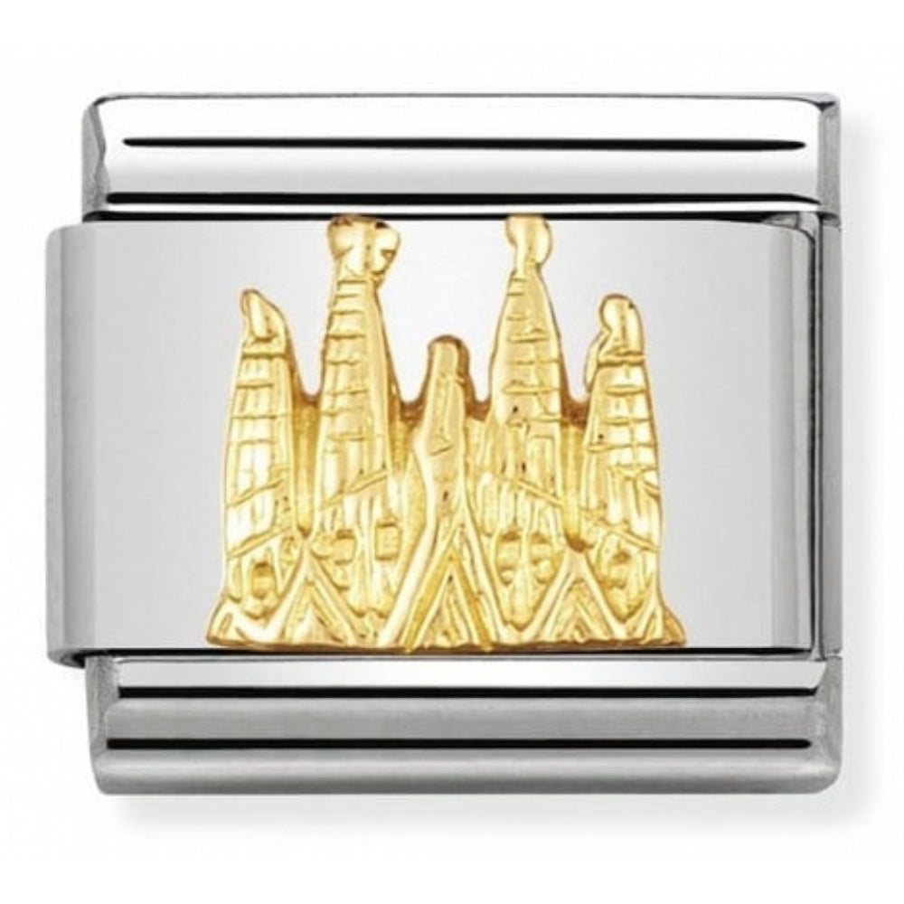 Classic Sagrada Family In Stainless Steel With 18k Gold Charm