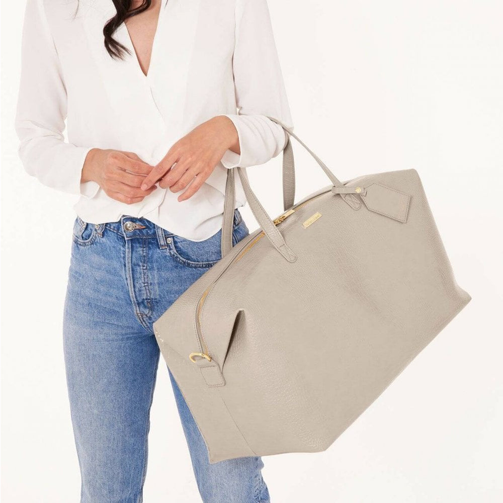 Celine Faux Croc Weekend Holdall Bag | Oyster Grey | 30 X 53 X 25cm