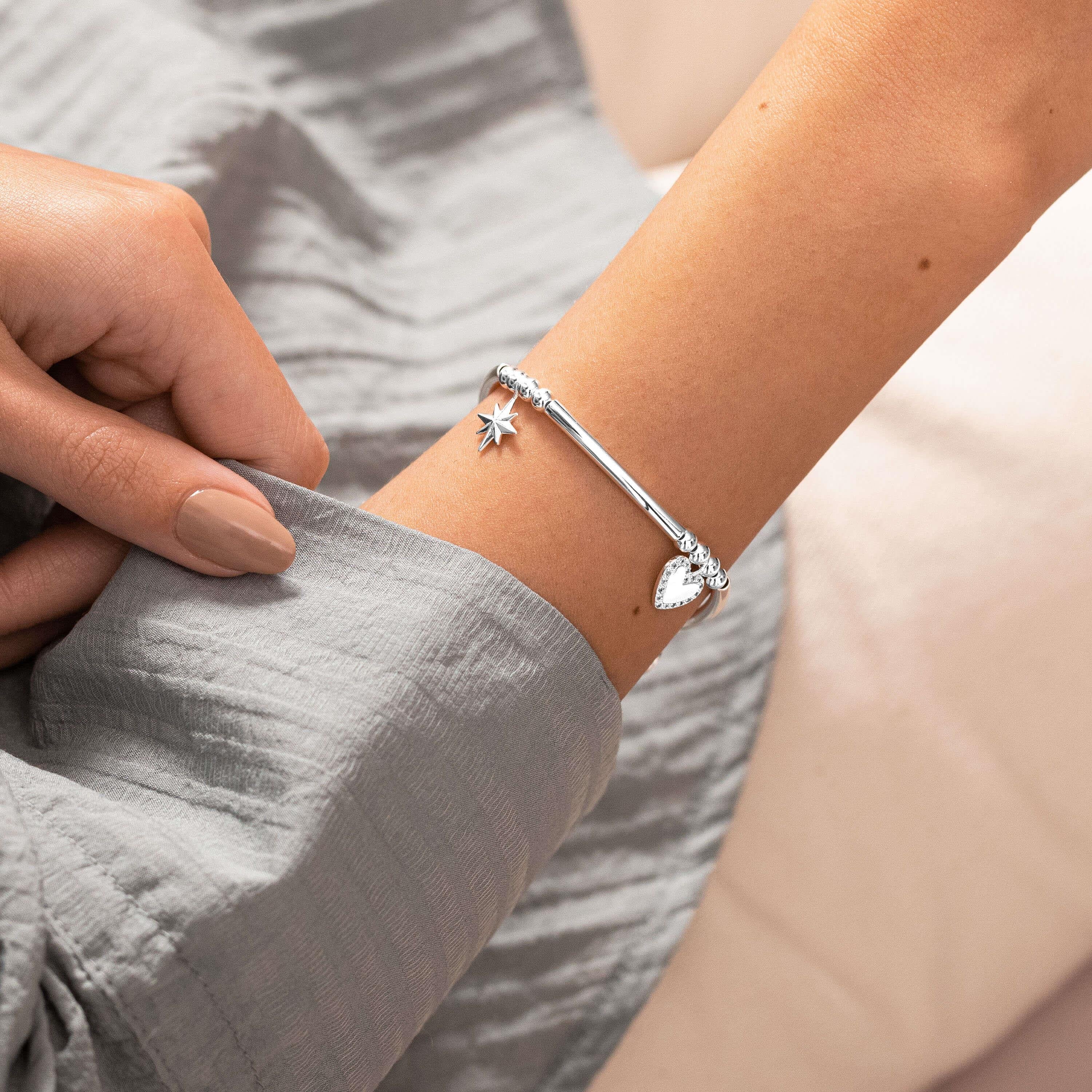 Life's A Charm | Live Love Sparkle | Silver | Charm Bracelet | 17.5cm Stretch