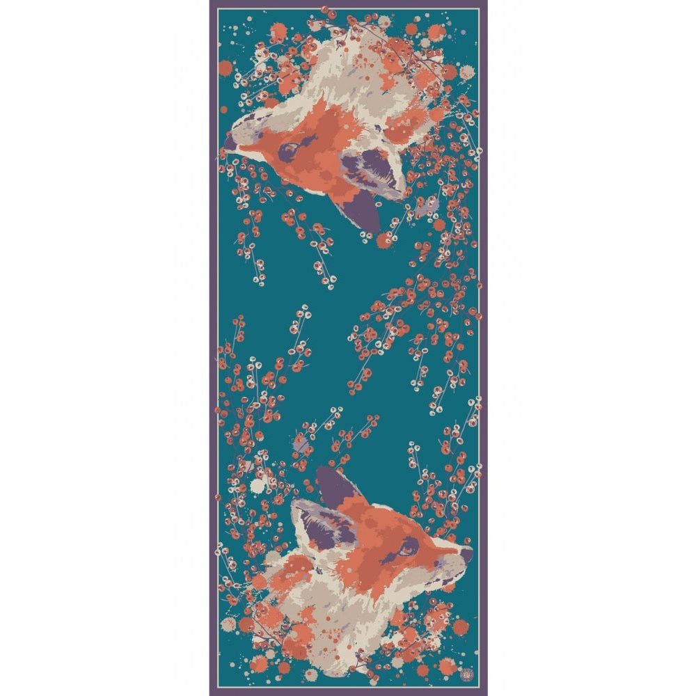 Satin Square - Watercolour Fox - Teal