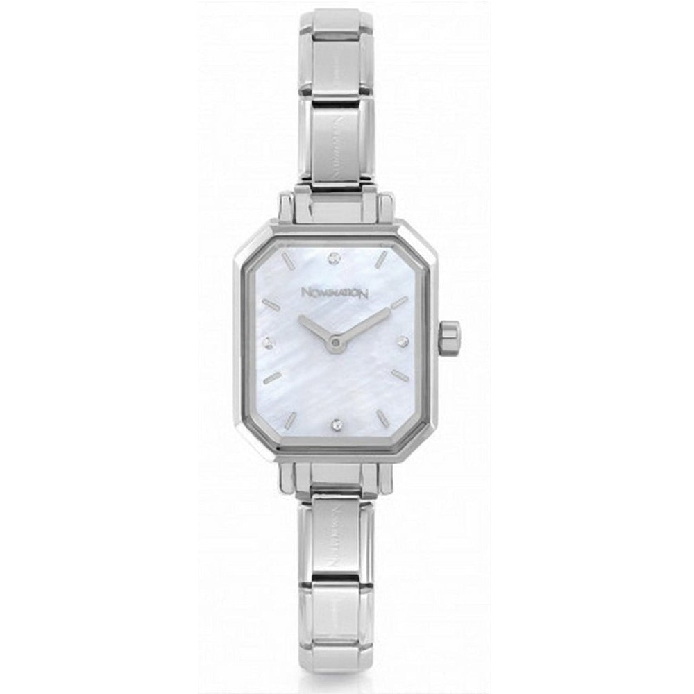 Stainless Steel Rectangle Classic Composable Watch Mother Pearl
