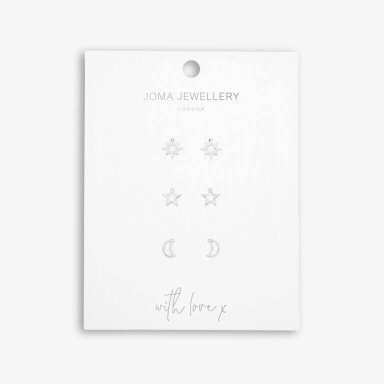 Celestial | Celestial Studs | Silver | Set Of 3 Earrings
