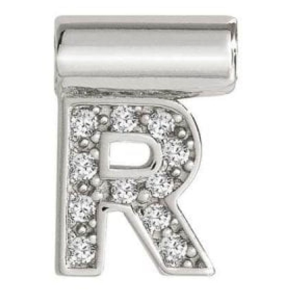 Seimia Silver Cubic Zirconia Letter R Charm