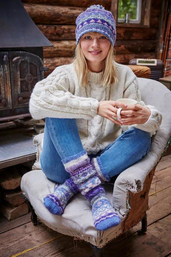 Classic Fairisle Long Socks Jacaranda