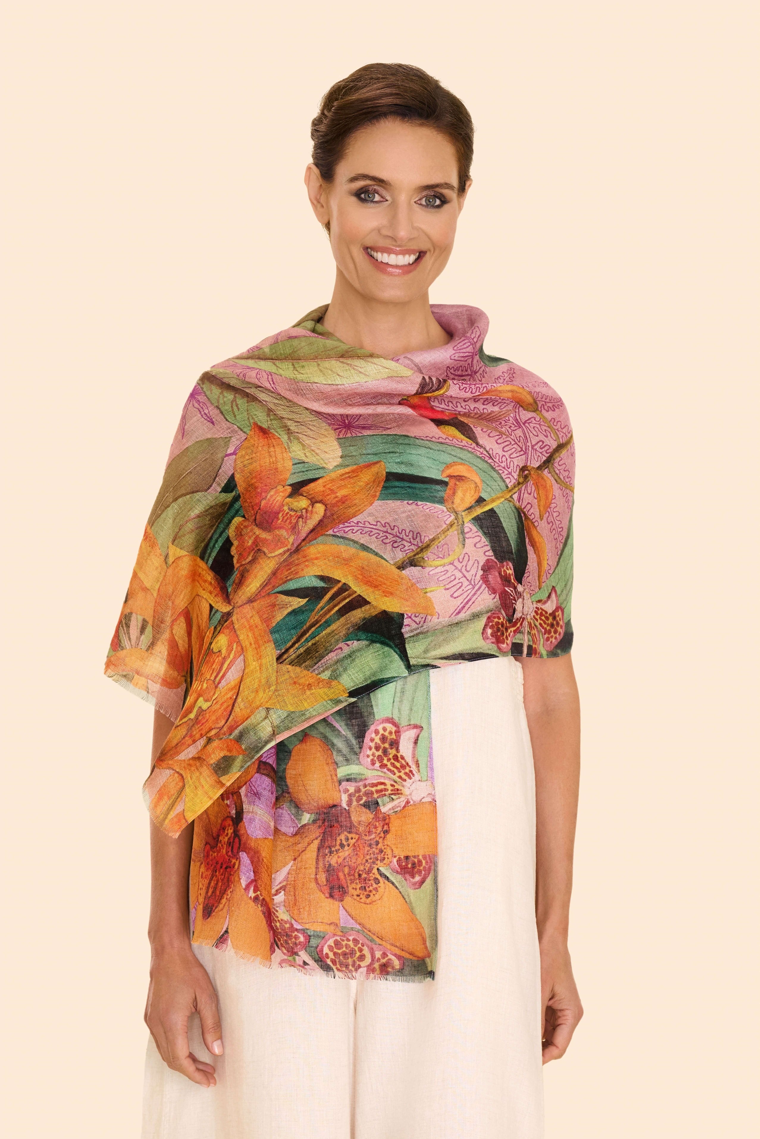 Botany Bliss Linen/Cotton Scarf - Lavender