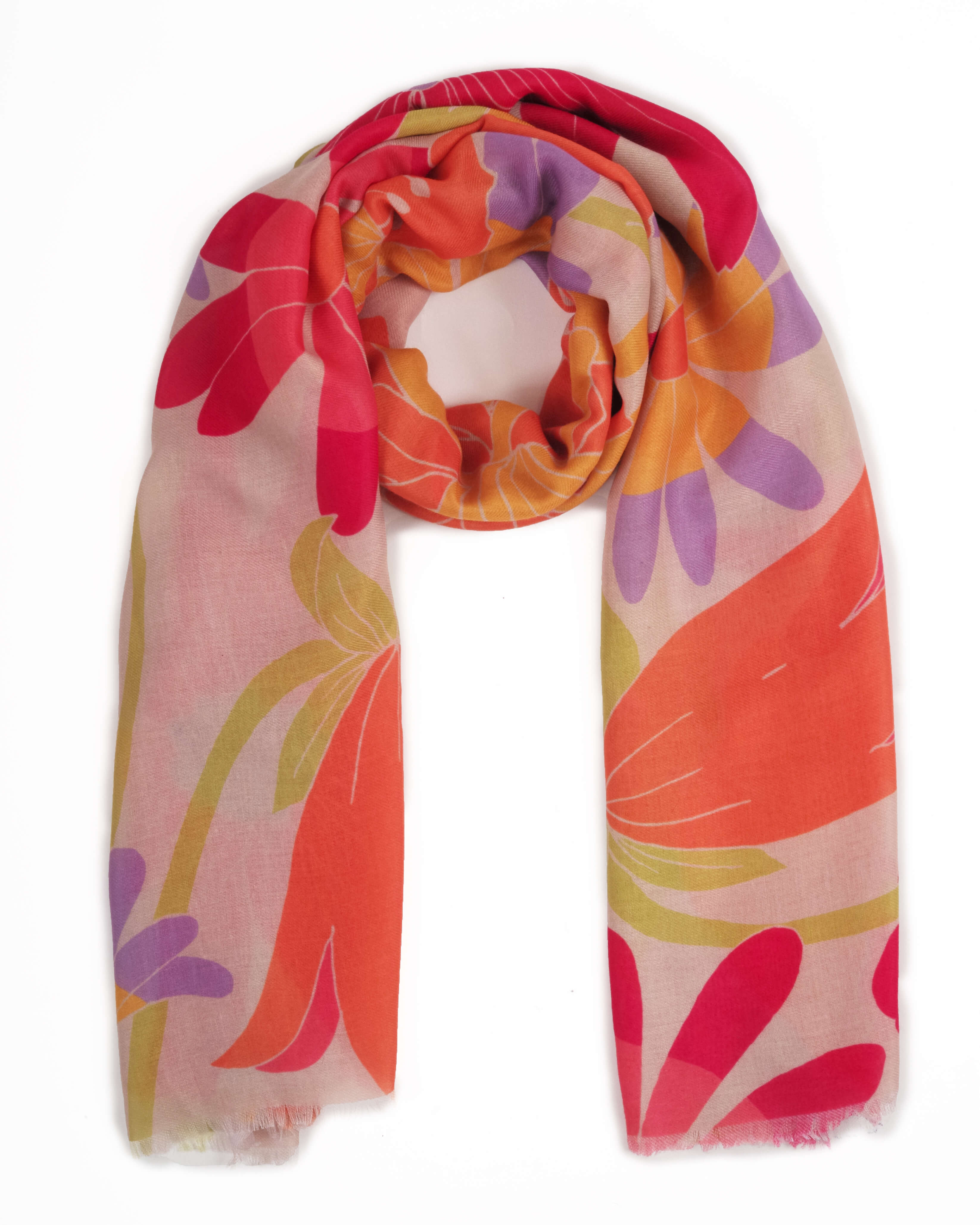 Printed Scarf Retro Meadow Cream