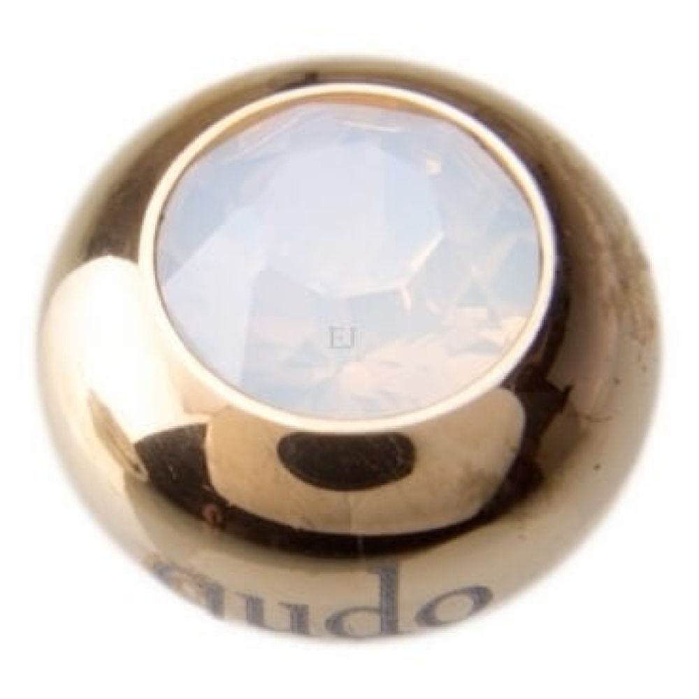 Famosa Gold 10mm Tondo Ring Top White Opal