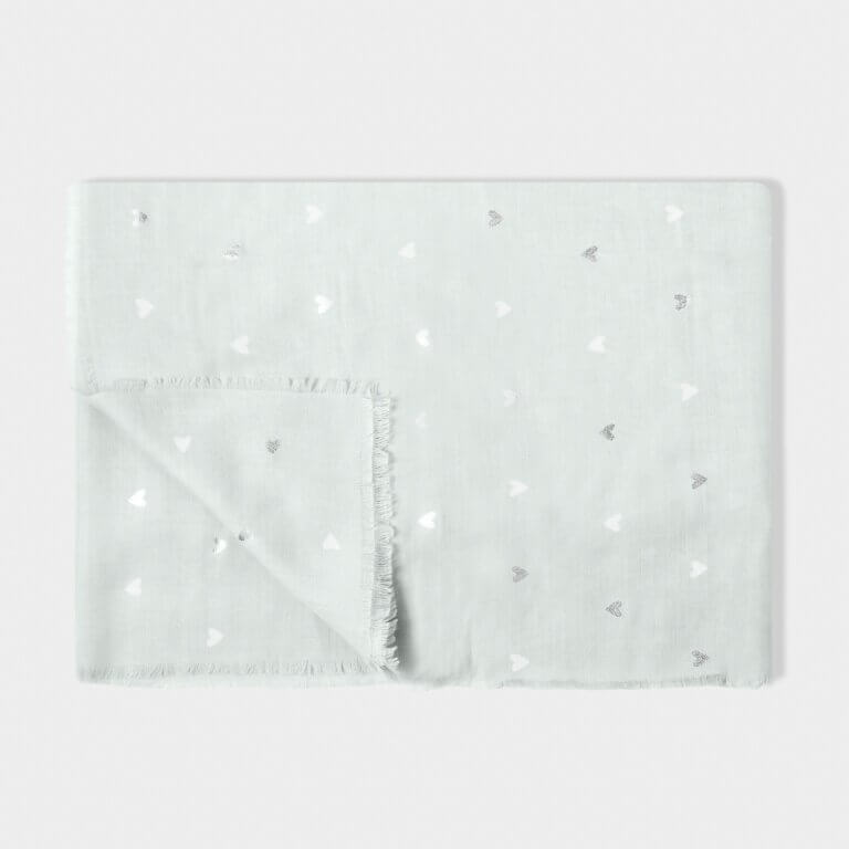 Small Heart Scarf Duck Egg Blue / Silver