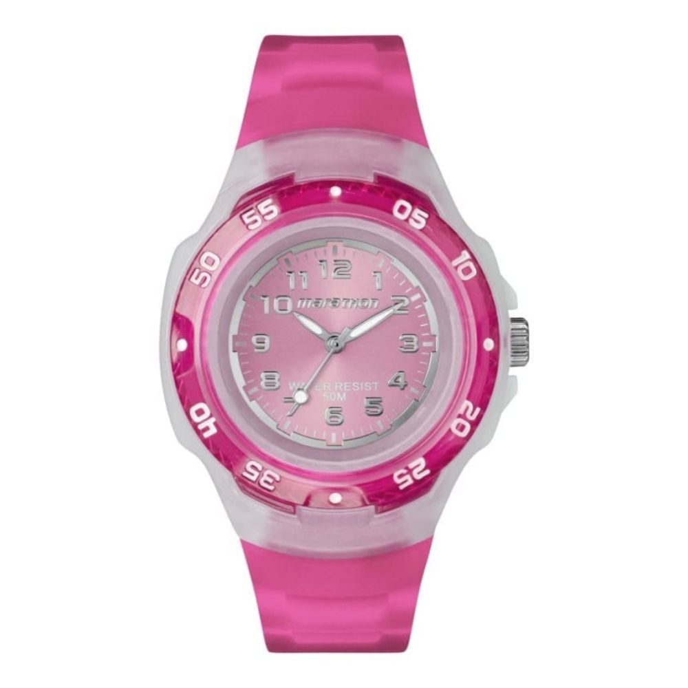 Marathon Ladies Analogue Pink Rubber Wristwatch