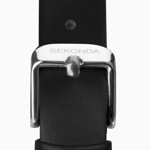 Nordic White Dial & Black Leather Strap Watch