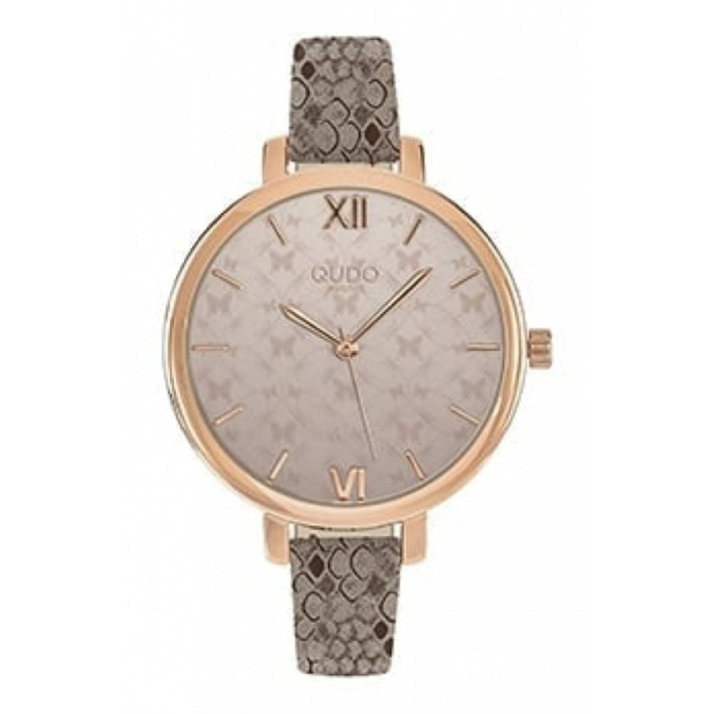 Cecina Rose Gold Plated Butterfly Print Dial & Leather Strap Ladies Watch