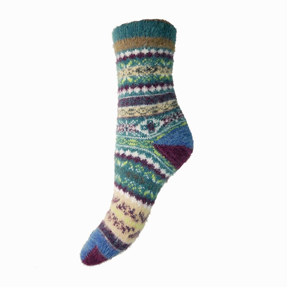 Green Patterned Wool Blend Socks