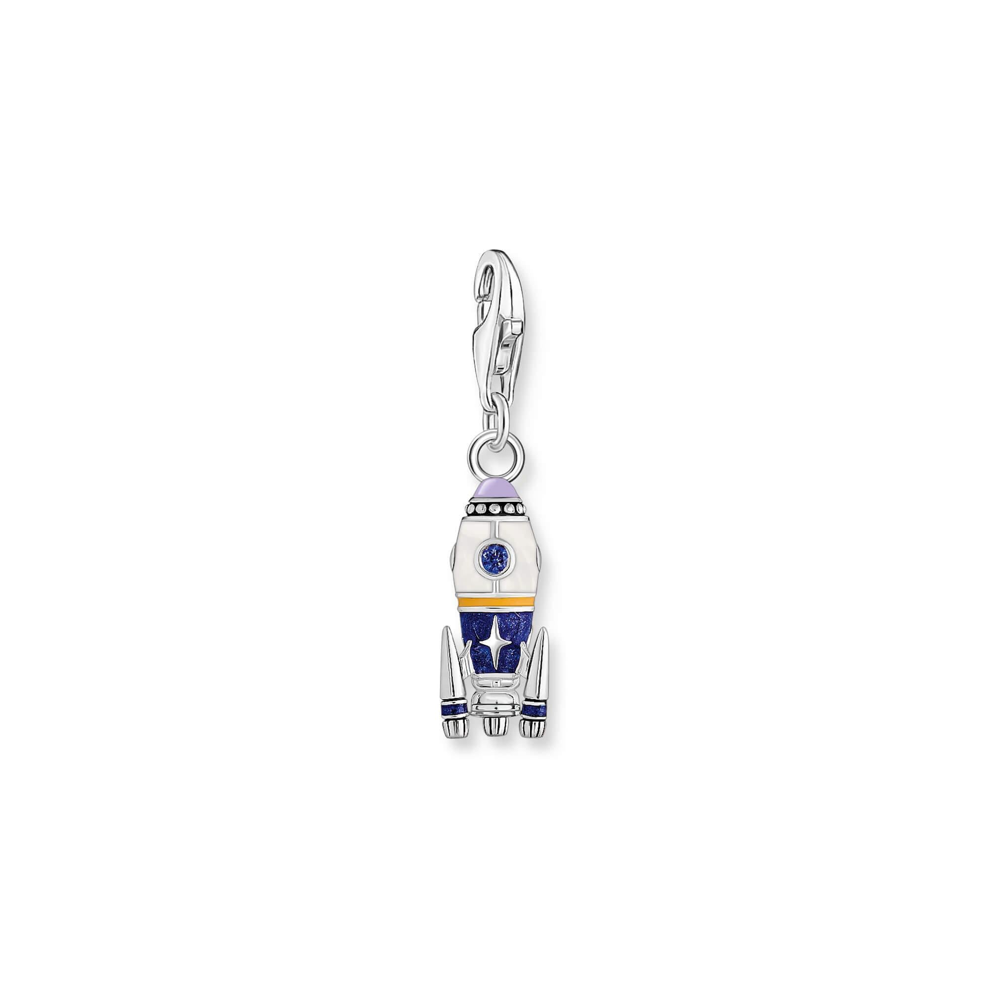 Rocket With Multicolour Enamel Charm Pendant