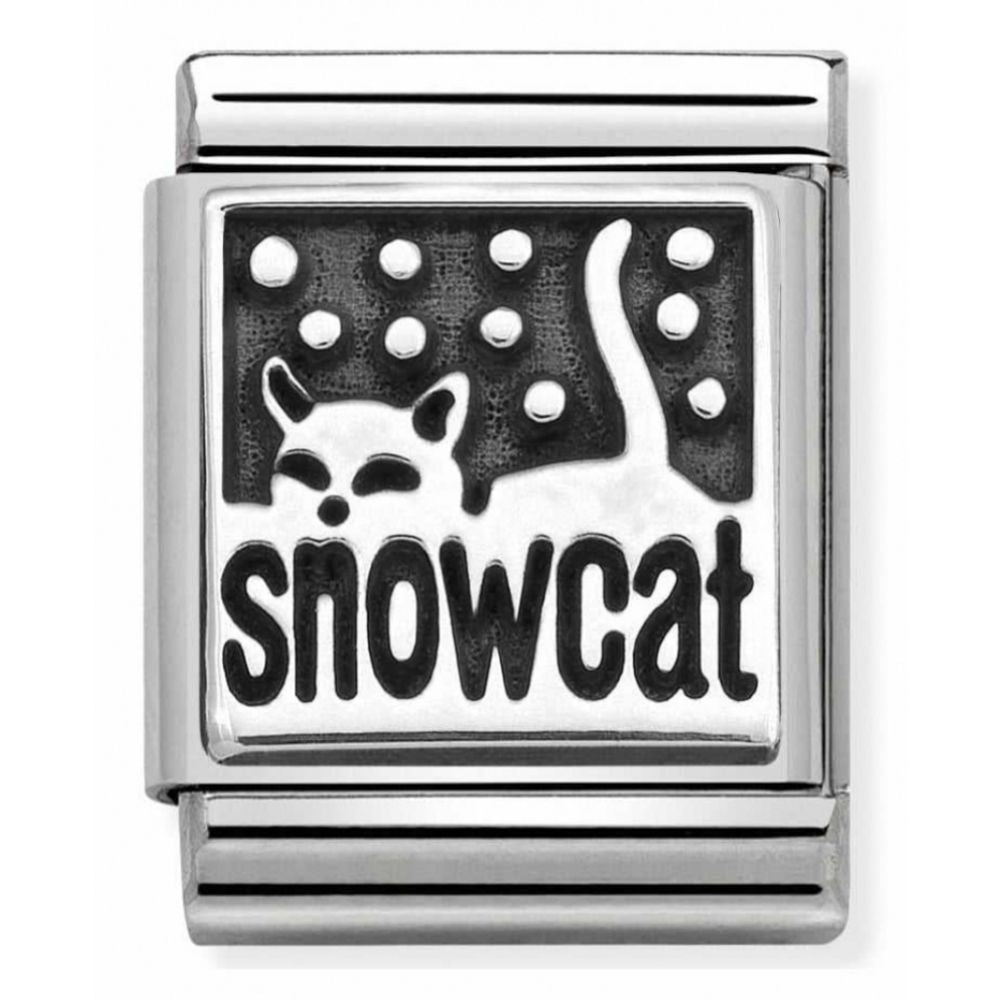 Composable Oxidized Snowcat Symbol Stainless Steel And Sterling Silver Big Charm